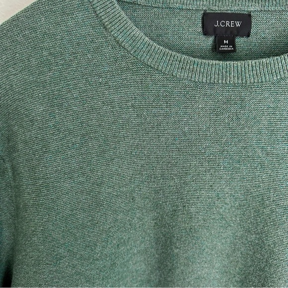 J. Crew Cotton Crewneck Sweater in Garter Stitch - Medium - Heather Fir - Picture 3 of 4
